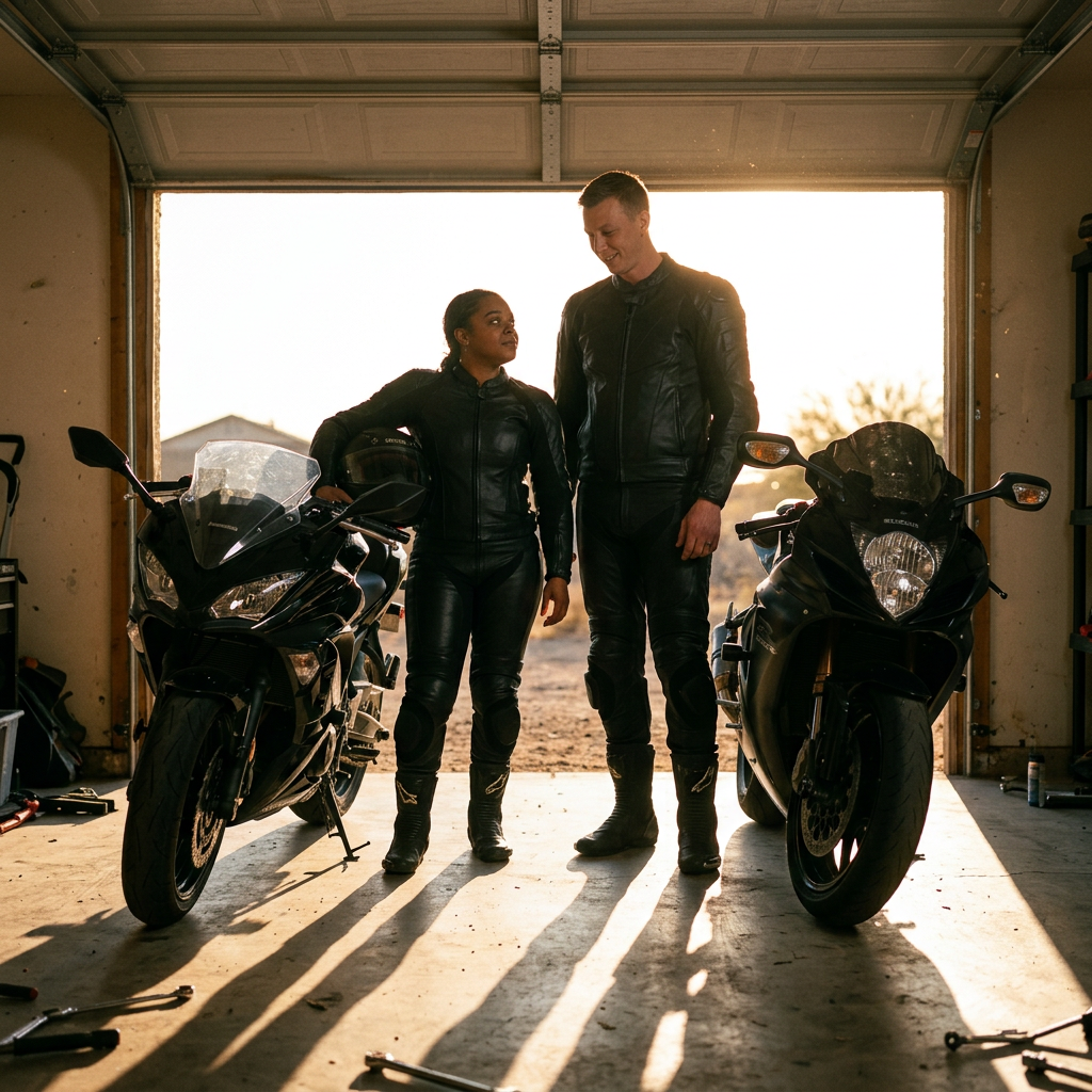 Founders Nickcole and Josh in the garage